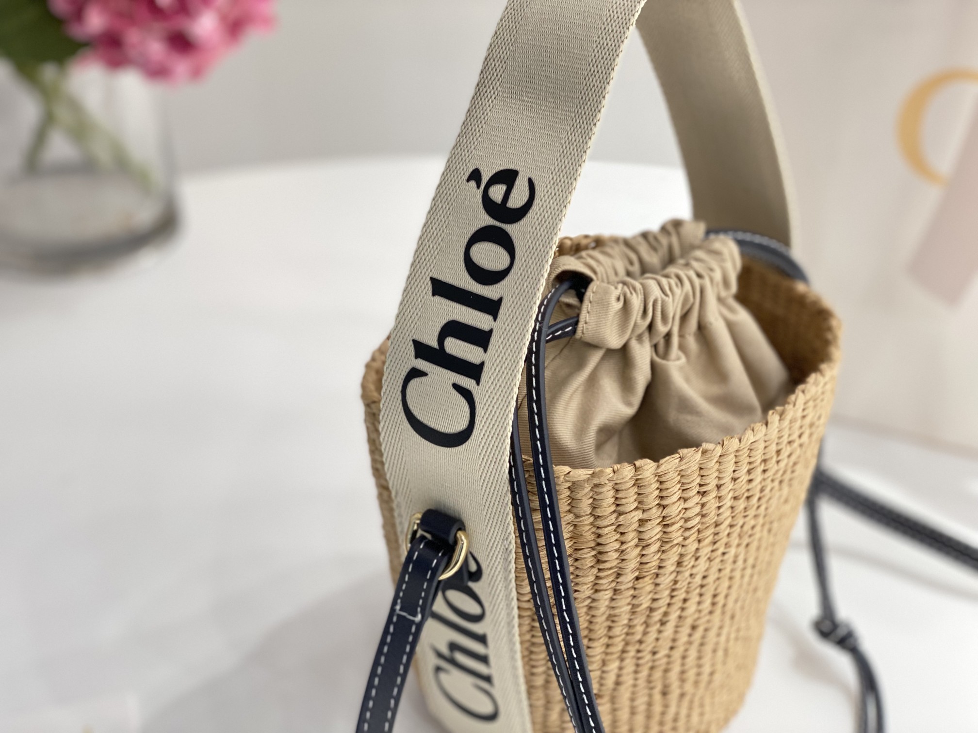 Chloe Small Woody Basket In Natural Fibers 